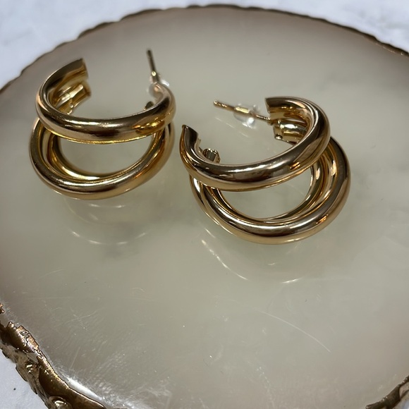Zara Gold Triple Hoops - Picture 5 of 8